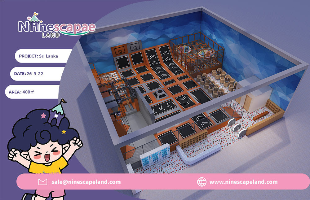 400㎡ Trampoline Park in Sri Lanka: Jumping, Climbing and Ninja Adventure Design