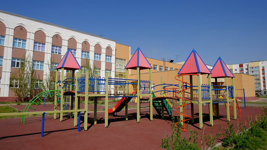 a play area in front of a building