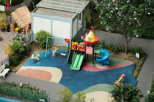 an aerial view of a children's play area