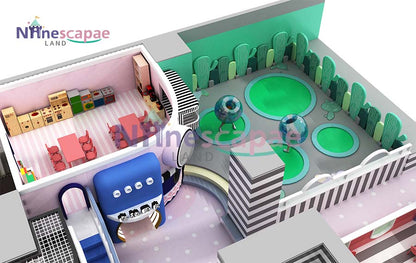 the detail of indoor children's playground, this part is jump trampoline combine with bumper ball