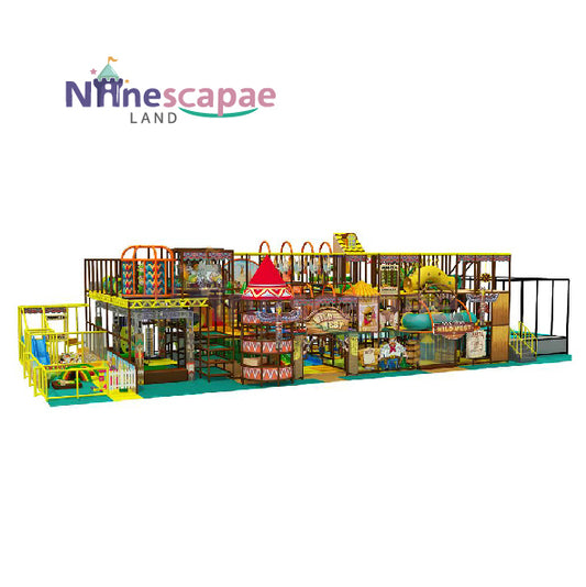 commercial indoor playground with ninja course and obstacle course