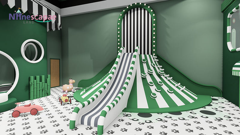 children volcano climbing with children slide