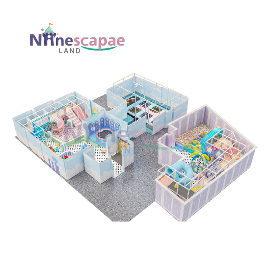 Indoor playground equipment for sale, include ball pit and small trampoline jump.