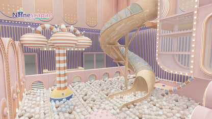 Multi-generational indoor playground equipment for commercial spaces