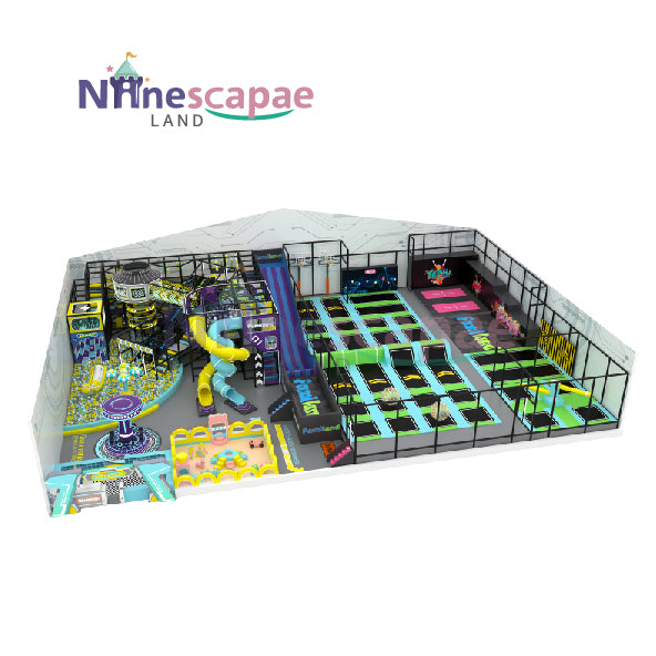 soft play indoor playground with trampoline